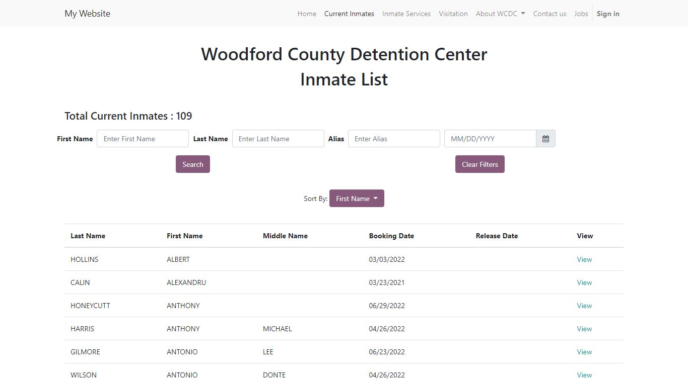 Inmates list | My Website - Us Marshal Service